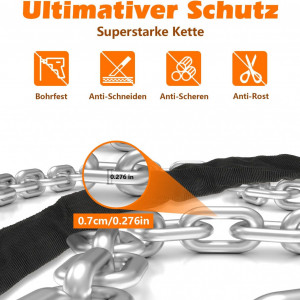 Protectie anti-furt pentru scutere/biciclete SHTALHST, metal/plastic/textil, negru, 60 cm - Img 6