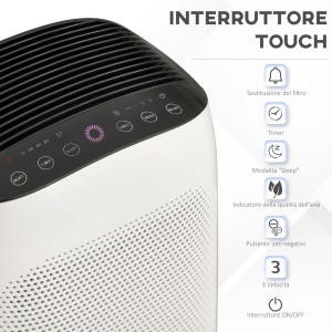 Purificator de aer, cu filtru HEPA, 3 viteze, ABS, alb/negru, 32,7 x 22 x 55,8 cm, Resigilat, Grad A - Img 3