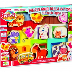 Puzzle lemn RS Toys cu animale domestice in relief - Img 1