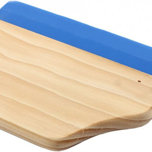 Racleta pentru indepartare tapet Sourcingmap, lemn/silicon, bej/albastru, 14.8 x 11 x 1.5 cm - Img 1
