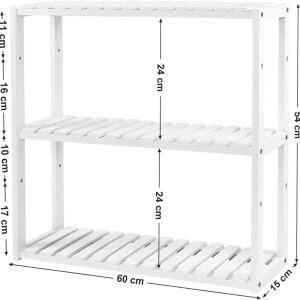 Raft de depozitare Songmics, 2 nivele, lemn, alb, 60 x 15 x 54 cm, Resigilat, Grad A - Img 4