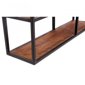 Raft de perete Minden, lemn masiv/ metal, maro/negru, 80 x 80 x 20 cm - Img 3