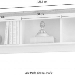 Raft de perete Home Affaire, MDF/lemn, alb/natur, 121,5 x 37,5 x 25,5 cm