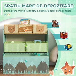 Raft pentru depozitarea jucariilor, MDF/metal/textil, multicolor, 63 x 30 x 66 cm, Resigilat, Grad A - Img 2