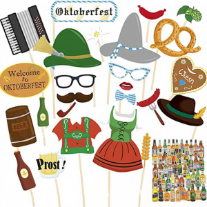 Recuzita foto si un set de stickere pentru Oktoberfest Amycute, carton/PVC, multicolor - Img 1
