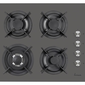 RESIGILAT – PLITA INCORPORABILA FRAM FBH-V4IWF-GVG, Gaz, 4 Arzatoare, Latime 60cm, WOK, Gratar fonta, Aprindere electrica, Sticla gri