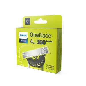Rezerva PHILIPS OneBlade 360, QP440/50, otel inoxidabil, umed si uscat, kit 4 lame, pentru orice model PHILIPS OneBlade si OneBladePro, Verde, Resigilat, Grad A