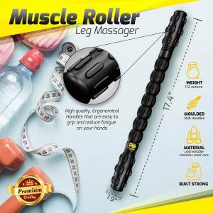 Rola de masaj muscular Physix Gear Sport, metal termoplastic, negru, 45 x 5 x 5 cm - Img 6