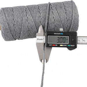 Rola macrame jijAcraft, bumbac, gri, 100 m x 3 mm - Img 4