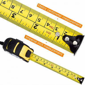 Ruleta de masurare N\C, aliaj de otel/ABS, galben/negru, 7,5 x 25 mm - Img 7