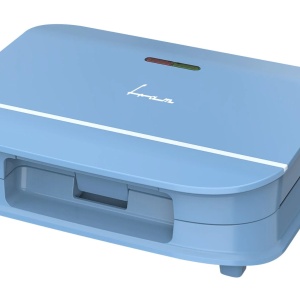 Sandwich maker Fram FSM-700BL, Putere 700W, capacitate 2 sandwich-uri, Placi fixe cu invelis antiaderent, Design depozitare verticala, Bleu