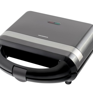 Sanwich maker Heinner SM-H700BK, Putere 700W, Placi antiadezive fixe tip grill, Negru
