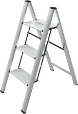 Scara pliabila cu 3 trepte, aluminiu, argintiu, 44,5 x 65,2 x 88,8 cm, Resigilat, Grad A - Img 1