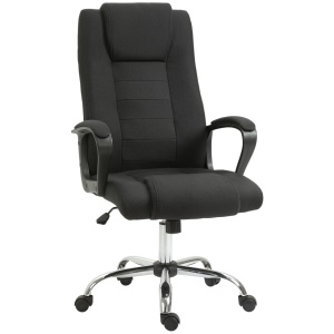 Scaun birou ergonomic basculant si captusit, inaltime reglabila, spatar inalt cu cotiere, 5 roti, 62x76x110-119cm, Negru - Verificat A · Re-Bloom