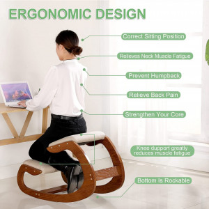 Scaun ergonomic pentru genunchi Predawn, pecan, lemn, 84 x 54 x 53 cm, 8 Kg - Img 3