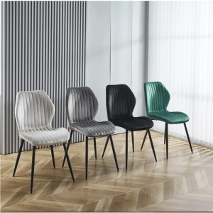 Scaun living AB104, catifea, picioare metalice, robust, 89x48x43 cm, sarcina maxima 100 kg, gri - Img 2