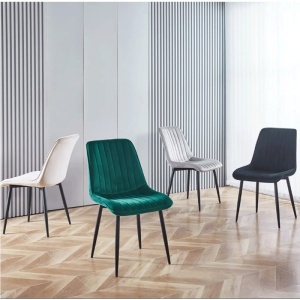 Scaun living AB176, catifea, picioare metalice, 88x47x42 cm, sarcina maxima 100 kg, gri - Img 4