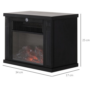 Semineu electric, 600W/1200W, plastic/metal, negru, 34 × 17× 25 cm, Resigilat, Grad A - Img 3