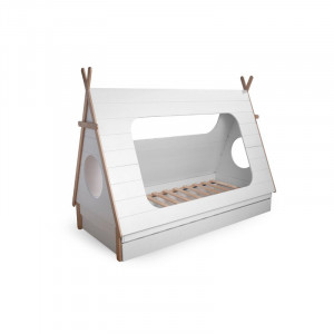 Sertar de depozitare pentru pat Anzuelo, lemn masiv, alb, 16 x 95 x 204,8 cm - Img 2