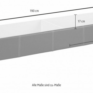 Sertar Maja lemn masiv de pin/piele sintetica, maro inchis/alb, 190 x 23 x 60 cm - Img 2