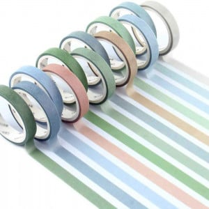 Set 12 role cu banda Washi YUBX, hartie, multicolor, 8 mm x 3 m