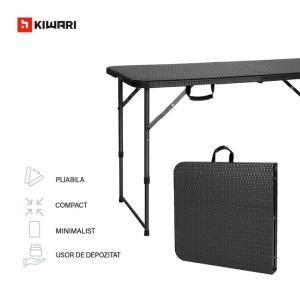 Set 15 mese pliabile reglabile Kiwari dreptunghiulare 120x60 cm, 4 persoane, negru - Img 6