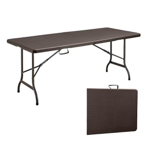 Set 15 mese pliante Kiwari Event 180x75 cm, HDPE/cadru metalic ranforsat, sistem pliere rapida, gradina/terasa/evenimente, maro