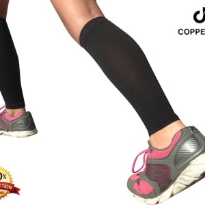 Set 2 ciorapi de compresie Copper Heal, nailon/spandex, negru, marimea L