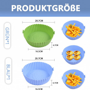 Set 2 cosuri pentru friteuza cu aer Juingio, silicon, albastru/verde, 16,5 x 6,7 x 20,7 cm - Img 6
