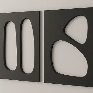 Set 2 decoratiuni de perete MDF, 2x50x70 cm, MDF 18mm, negru - Verificat A · Re-Bloom