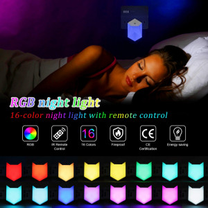 Set 2 lumini de noapte cu telecomanda Redmoo, plastic, alb, RGB, 9,4 x 6 x 2,7 cm - Img 6