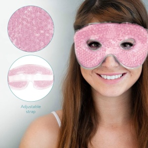 Set 2 Masți de față și ochi cu gel rece sau caldut pentru reducerea umflaturilor și cearcanelor, ideal pentru relaxare, alinarea durerilor de cap și grijirea pielii, spa facial, roz, Resigilat, Grad A - Img 3