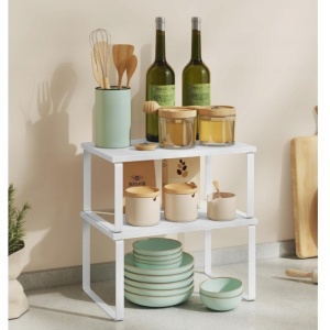 Set 2 rafturi de depozitare pentru bucatarie Songmics, lemn/metal, alb