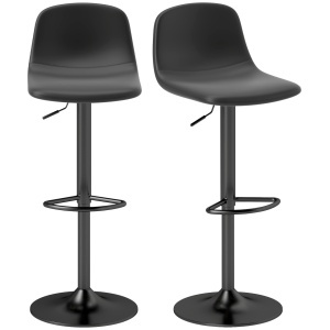Set 2 scaune de bar cu spatar, piele ecologica/otel/spuma, negru, 40,5 x 44 x 84-104 cm, Resigilat, Grad A - Img 1