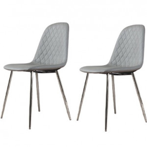 Set 2 scaune de masă tapițate Trapp, gri, 86 x 45 x 57 cm - Img 1