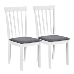 Set 2 scaune dining / bucatarie Drimus Houston, tapiterie stofa,100 kg, 94x49x40 cm, alb/gri