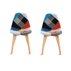 Set 2 Scaune Living/Bucatarie Karll, Sezut Spuma, Picioare Lemn Fag, Inaltime Sezut 46 cm, Design Modern Dining/Living, Capacitate 120 kg, Multicolor