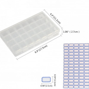 Set 3 cutii cu 28 grile pentru depozitare si 75 etichete Kakoo, plastic, transparent, 17,5 x 11,2 cm