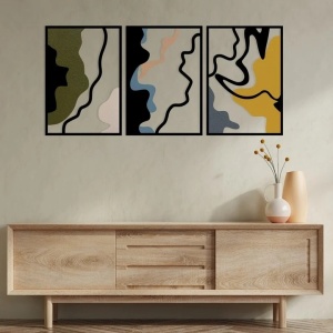 Set 3 decoratiuni de perete metal, dimensiune totala 118.5x54.5 cm, design modern, multicolor - Verificat A · Re-Bloom - Img 4