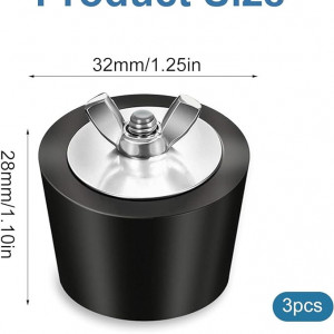 Set 3 dopuri conice pentru piscina, negru, otel/cauciuc, 28x32 mm