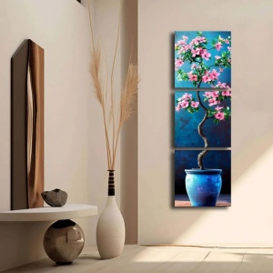 Set 3 tablouri decorative canvas model floral, 3x45x45 cm, panza/lemn, multicolor - Verificat A · Re-Bloom - Img 2