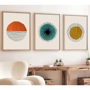 Set 3 tablouri decorative MDF/lemn masiv, 3x50x70 cm, MDF 3mm, cadru lemn masiv 2.5 cm, multicolor - Verificat A · Re-Bloom - Img 2