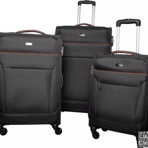 Set 3 trolere Toronto, roti pivotante, maner telescopic, cifru de inchidere, poliester, inaltime 58/ 69/ 80 cm,gri