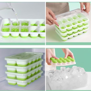 Set 4 forme pentru gheata, o caserola si o scafa AcrossSea, silicon, alb/verde/transparent - Img 6