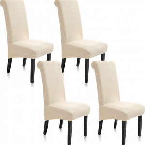 Set 4 huse de protectie pentru scaun TIANSHU, poliester/spandex, fildes, 50 x 50 x 75 cm - Img 1