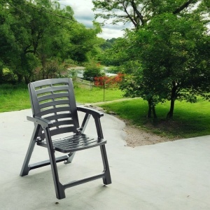 Set 4 scaune de gradina, Progarden, Rexi, Pliabil, Polipropilena, Antracit, 56x89x82 cm, Resigilat, Grad A - Img 3