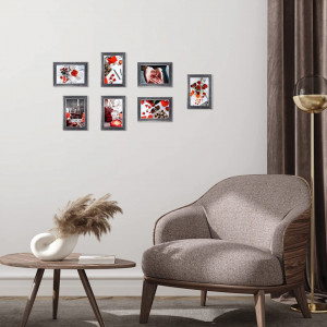 Set 7 rame foto de perete Giftgarden, lemn, argintiu, 10 x 15 cm - Img 5