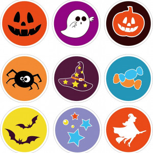 Set 8 pungi de cadouri cu stickere pentru Halloween FullJoyHut, hartie, multicolor, 20 x 7.8 x 12 cm - Img 2