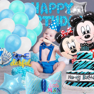 Set aniversar cu Mickey și Minnie FANDE, latex, folie, albastru - Img 2