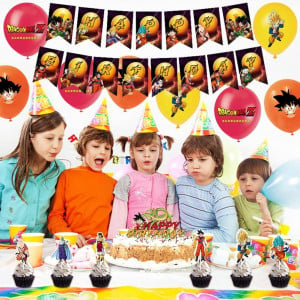 Set aniversar pentru copii BESTZY, latex/hartie, multicolor, 29 piese - Img 3